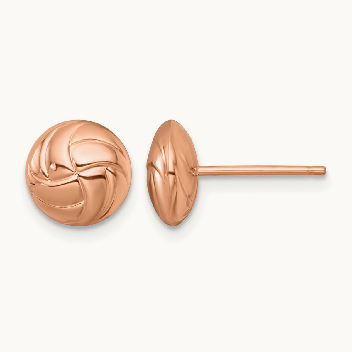 Polished Textured Post Earrings — 14K Rose Gold