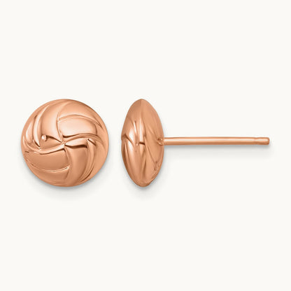 Polished Textured Post Earrings — 14K Rose Gold