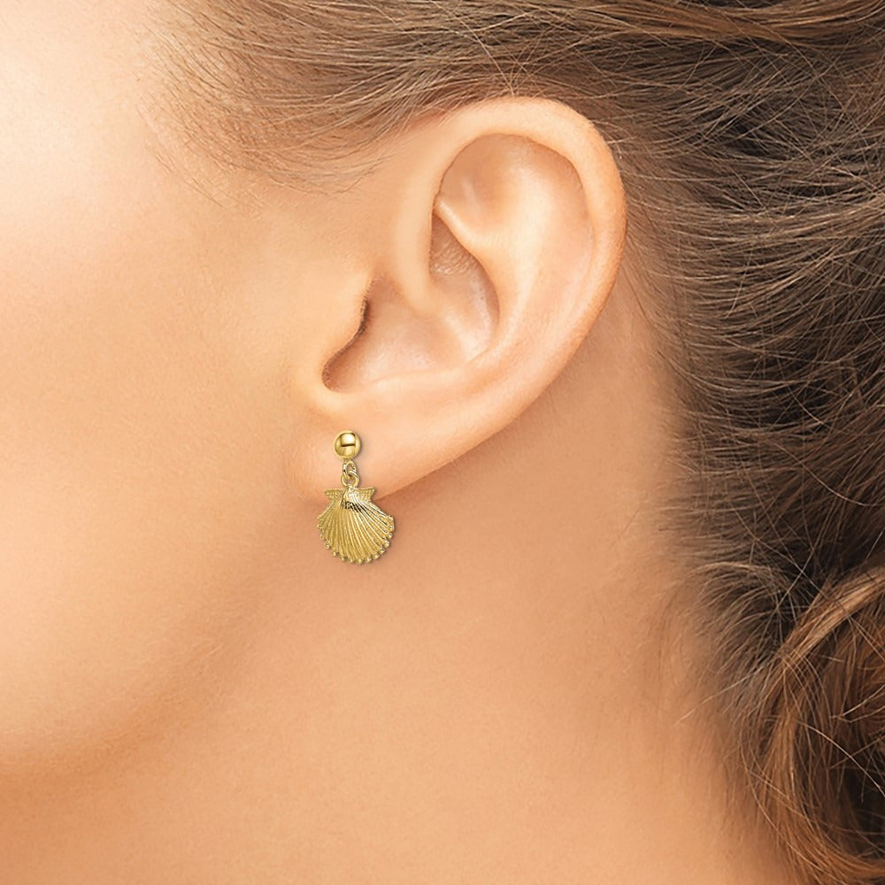 Polished Scallop Shell Dangle Earrings — 17.4mm