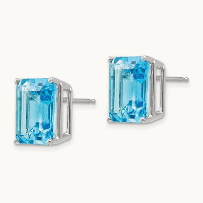 12x10mm Emerald Cut Earring Mounting, 14K White Gold