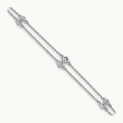 Diamond Multi Station Double Strand Bracelet — 14K White Gold
