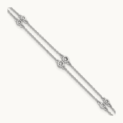 Diamond Multi Station Double Strand Bracelet — 14K White Gold