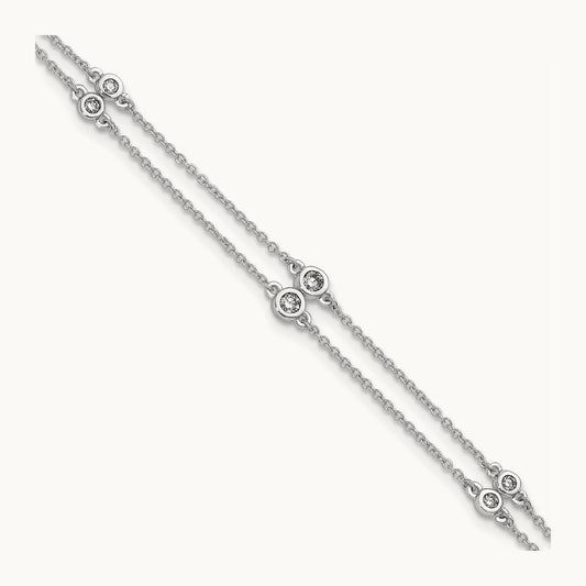 Diamond Multi Station Double Strand Bracelet — 14K White Gold