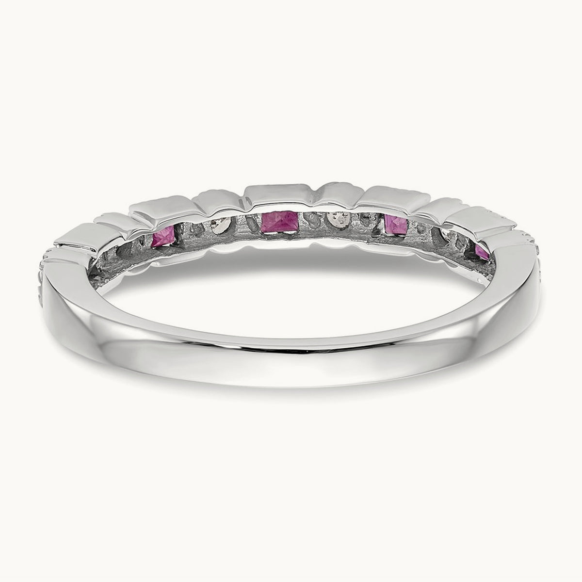Diamond w/Ruby Band, 14K White Gold
