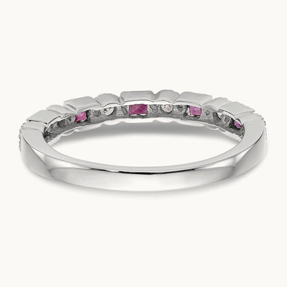 Diamond w/Ruby Band, 14K White Gold