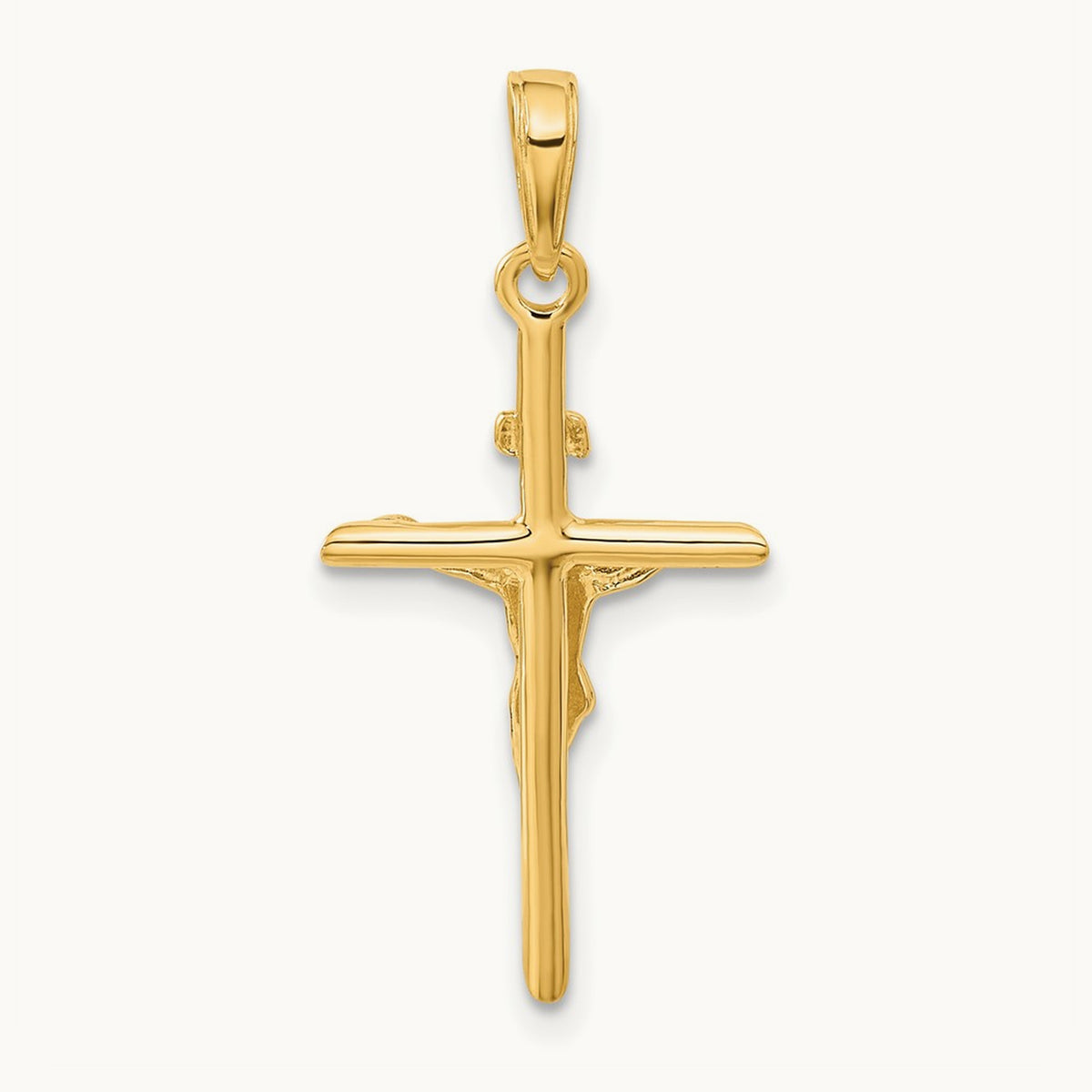 Stick Style Crucifix Pendant — 14K Yellow Gold