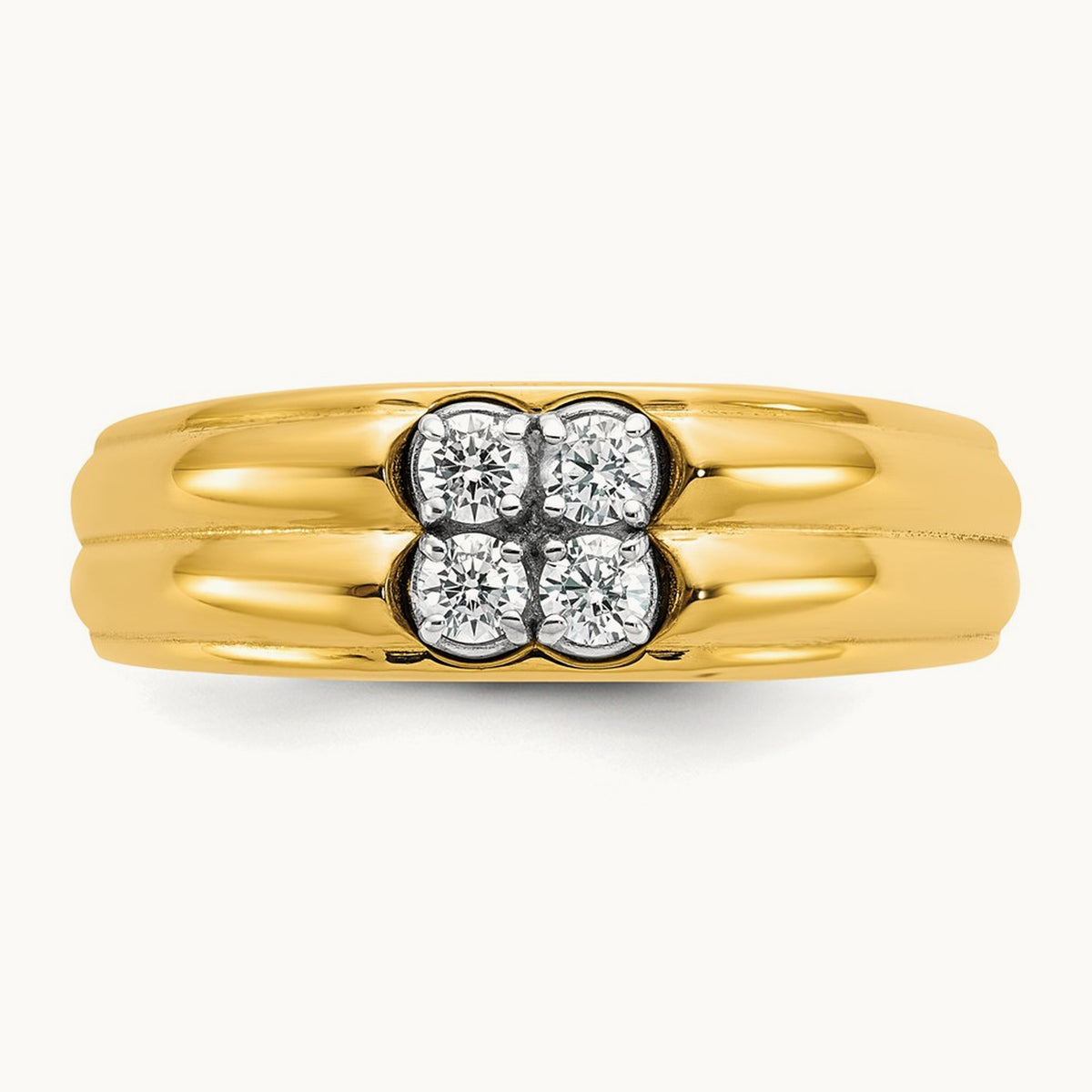 14ktt IB Goodman Mens Polished Complete 4-Stone 1/3ct Diamond Ring