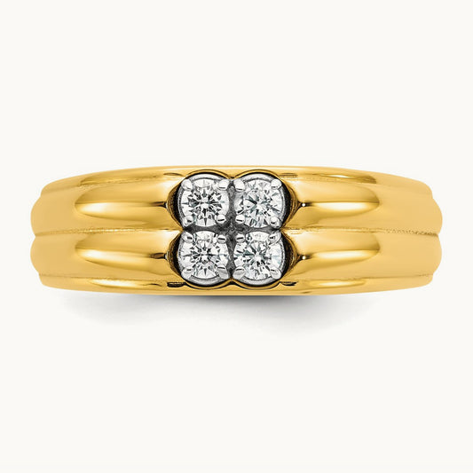 14ktt IB Goodman Mens Polished Complete 4-Stone 1/3ct Diamond Ring