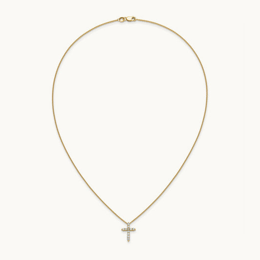 Diamond Cross 18 inch Necklace, 14K