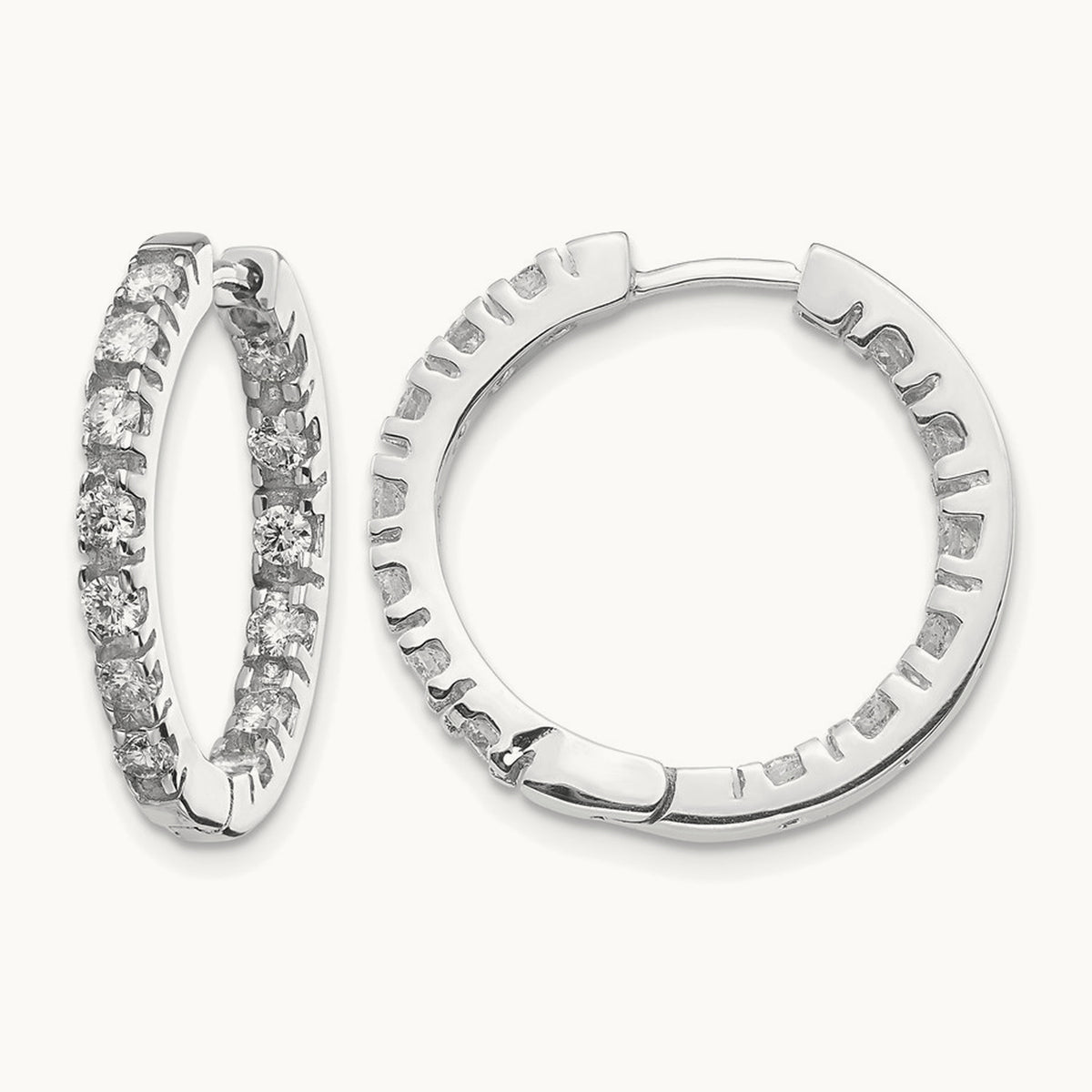 VS Diamond Hinged Hoop Earrings, 14K White Gold
