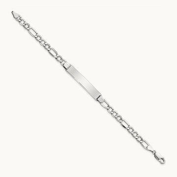 WG Polished Semi-Solid Figaro ID Bracelet, 14K