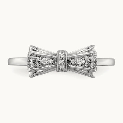 Diamond Bow Ring, 14K White Gold