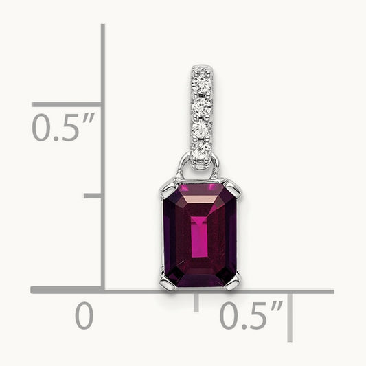 Rhodolite Garnet and Diamond Pendant — 14K White Gold