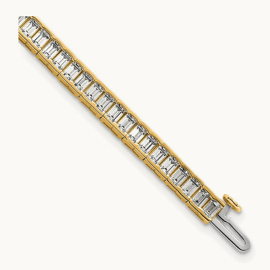 Emerald Tennis Bracelet, 7.25 ct tw Lab-Grown Diamond — 14K Yellow Gold
