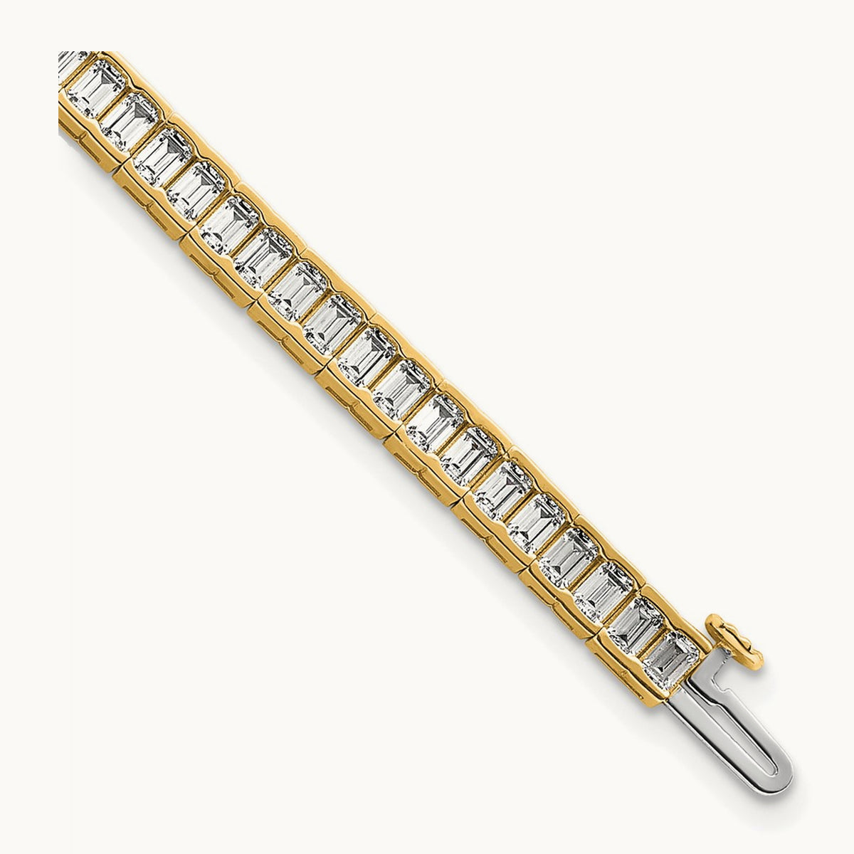 Emerald Tennis Bracelet, 7.25 ct tw Lab-Grown Diamond — 14K Yellow Gold