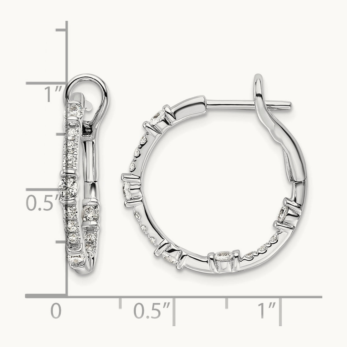In and Out Hoop Earrings, 0.75-1.50 ct tw Lab-Grown Diamond — 3/4 ct, 14K White Gold