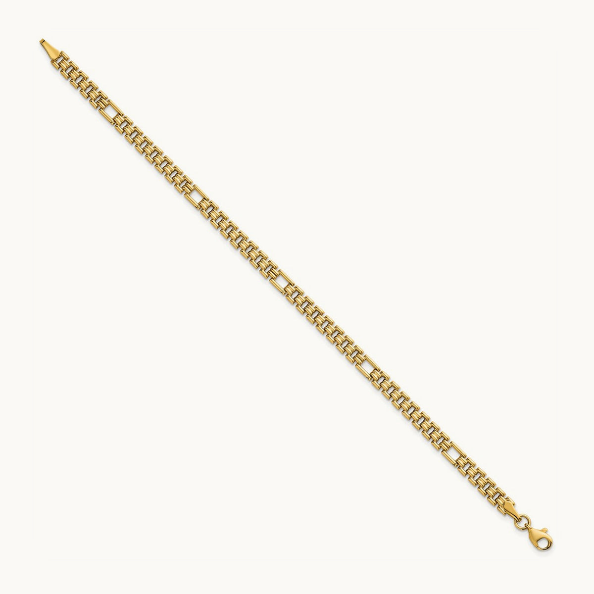 Polished Fancy Link 7.5in Bracelet, 14K