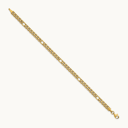Polished Fancy Link 7.5in Bracelet, 14K
