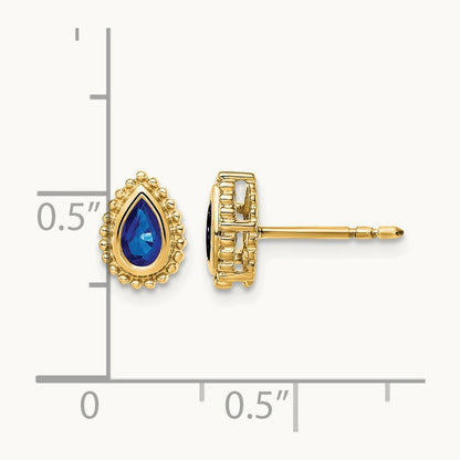Pear Sapphire Post Earrings — 14K Yellow Gold