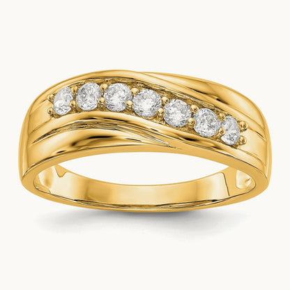 Seven Stone Men's Ring, 0.50 ct tw Lab-Grown Diamond — 14K Yellow Gold