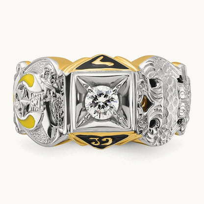 14ktt IBGoodman Men's Enamel & Diamond Eagle Masonic Shriner's Ring