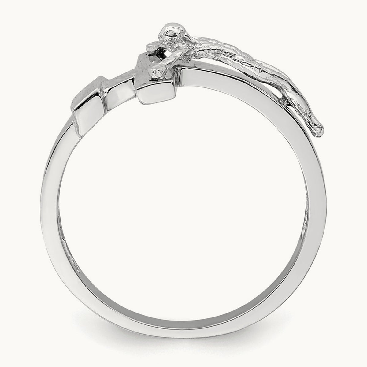 Polished INRI Crucifix Ring — 14K White Gold, 7