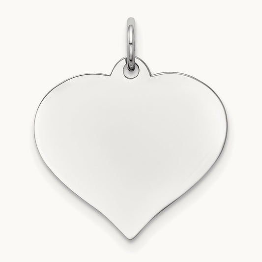 Heart Disc Charm, 14K White Gold
