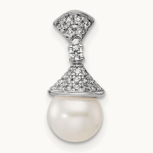 Polished Diamond and Pearl Chain Slide — photo set