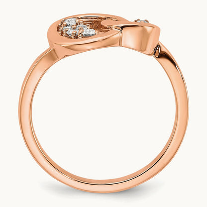 Polished Diamond Double Circle Ring, 14K Rose Gold