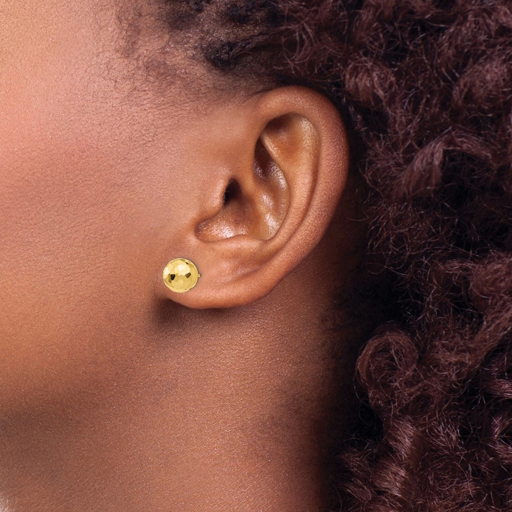 Polished and Diamond Cut Ball Post Earrings — 8mm