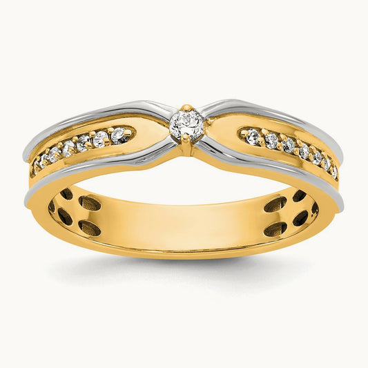 14ktt IB Goodman Mens Polished Complete 1/5ct Diamond Ring