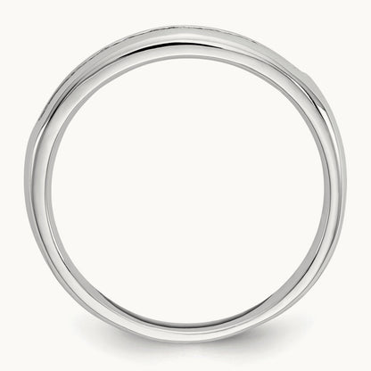 11-Stone Diamond Channel Band, 14K White Gold