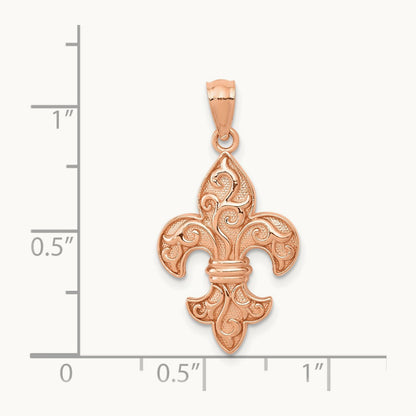 Fleur de lis Pendant, 14K Rose Gold