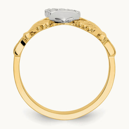 Polished Claddagh Ring, 14K Two-tone