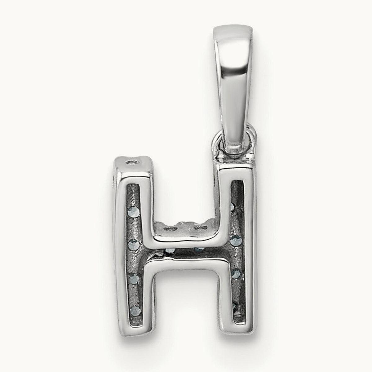 Diamond Initial with Bail Pendant — 14K White Gold, H