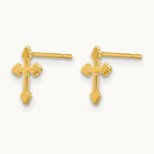 Madi K Children's Cross Post Earrings, 14K