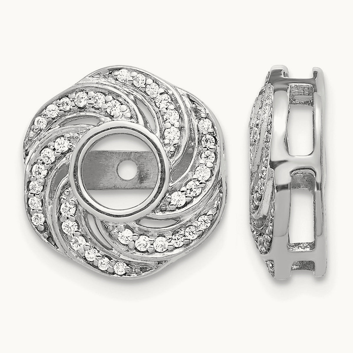 Swirl Diamond Jacket Earrings — 14K White Gold, 0.252 ct