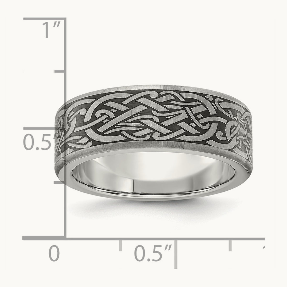 Brushed Laser Design Band, 8mm, Titanium