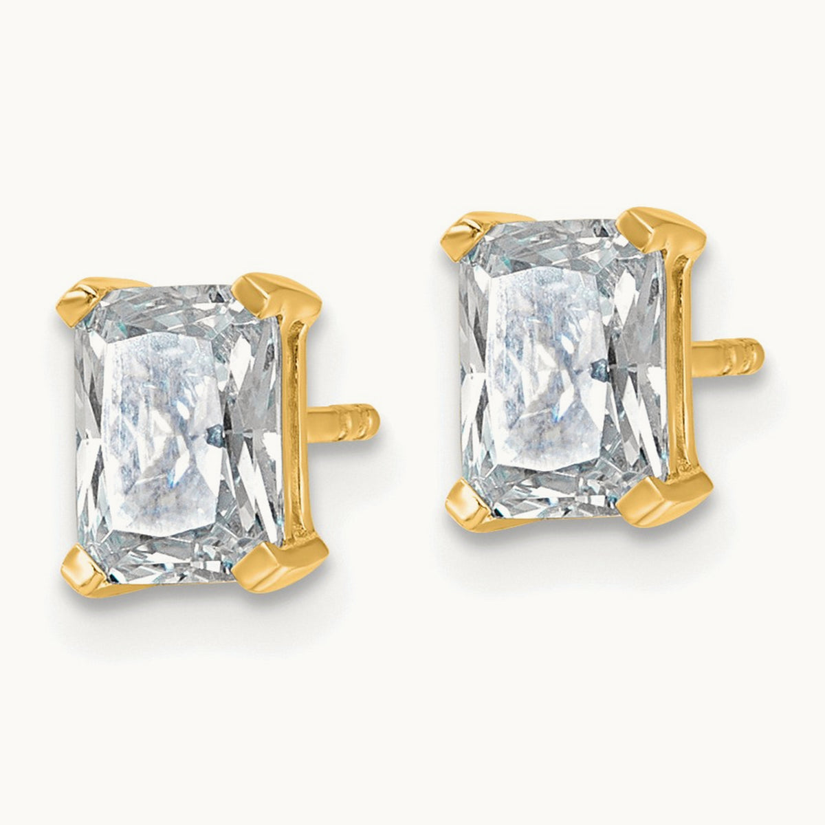 Radiant Four-Prong Stud Earrings, 0.50-6.00 ct tw Lab-Grown Diamond — 1 1/2 ct, 14K Yellow Gold