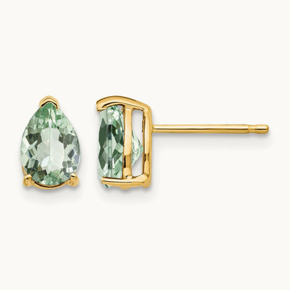 7x5 Pear Green Quartz Earrings, 14K