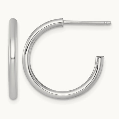 2.0 x Polished Post Hoop Earrings — 14K White Gold