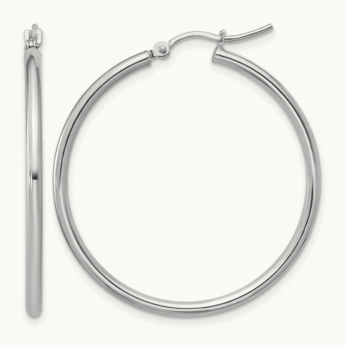 Polished Hinged Hoop Earrings, 10K White Gold — Leslie's