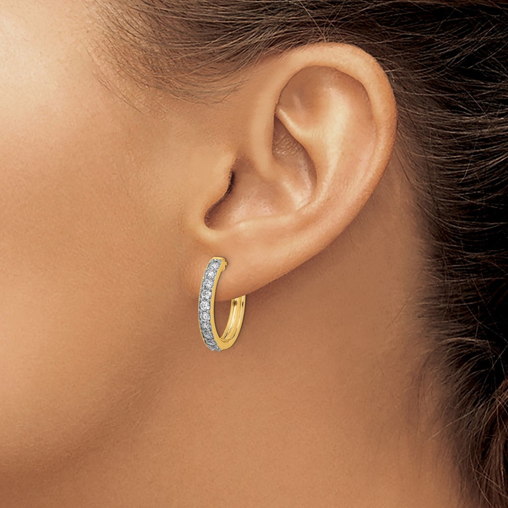 Diamond Milgrain Hinged Hoop Earrings — 14K Yellow Gold