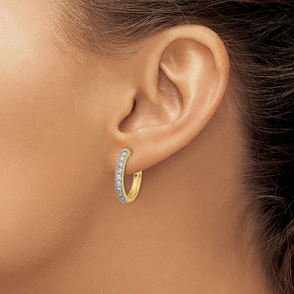 Diamond Milgrain Hinged Hoop Earrings — 14K Yellow Gold