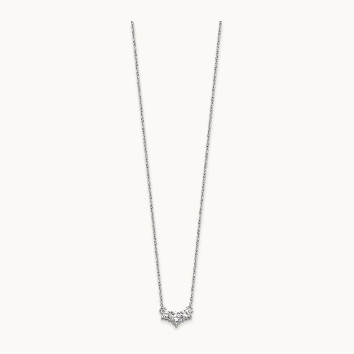 3 Stone Necklace, 0.75-1.50 ct tw Lab-Grown Diamond — 3/4 ct, 14K White Gold