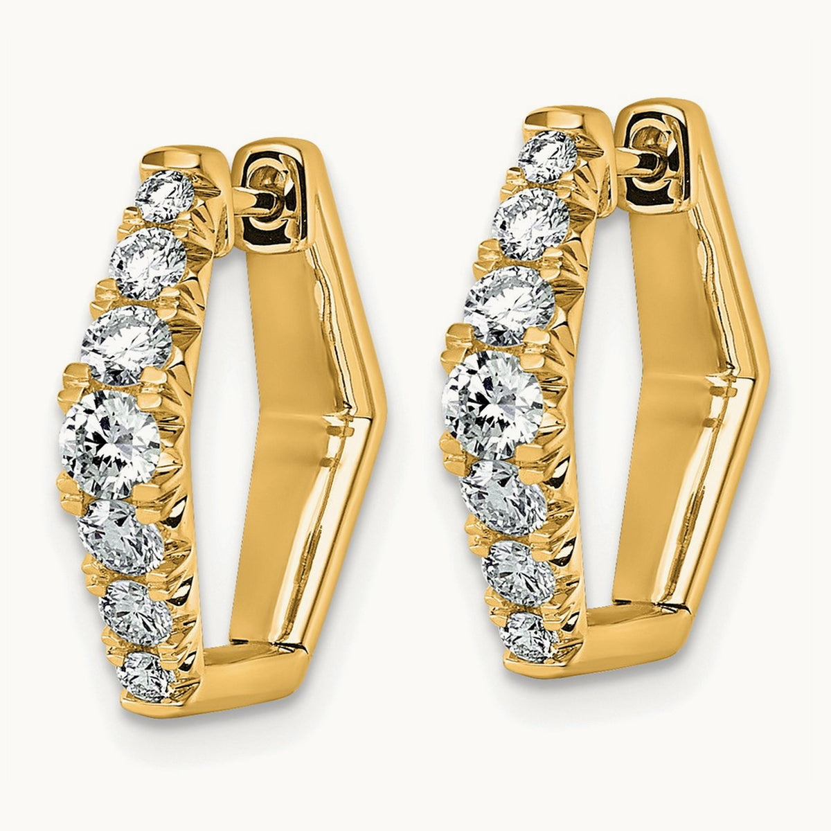 Fashion Hoop Earrings, 0.50-1.50 ct tw Lab-Grown Diamond — 1 ct, 14K Yellow Gold
