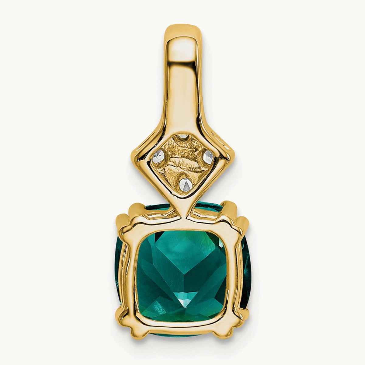 Created Alexandrite Pendant, 0.20 ct tw Lab-Grown Diamond — 14K Yellow Gold