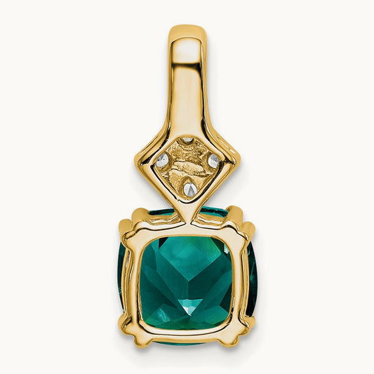 Created Alexandrite Pendant, 0.20 ct tw Lab-Grown Diamond — 14K Yellow Gold