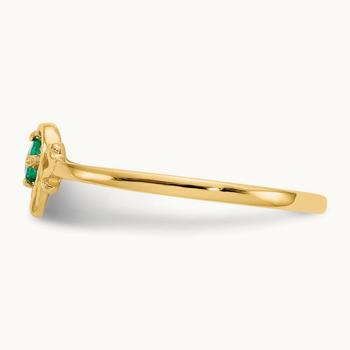 Emerald Birthstone Heart Ring — 14K Yellow Gold, 7