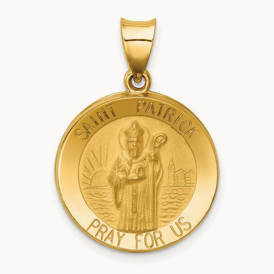 Polished and Satin St Patrick Medal Hollow Pendant